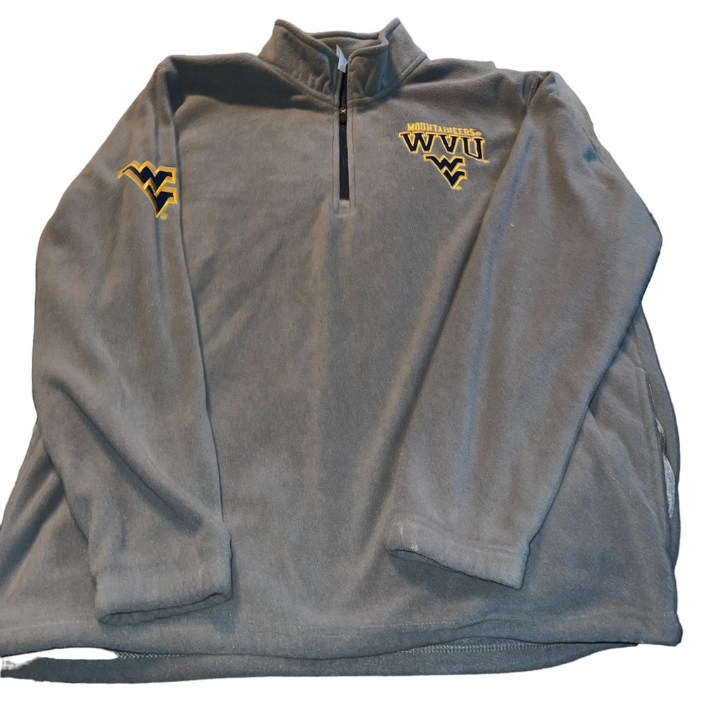 Knight’s Apparel West Virginia Mountaineer 1/4 Zip Fleece Pullover Grey Size Lg